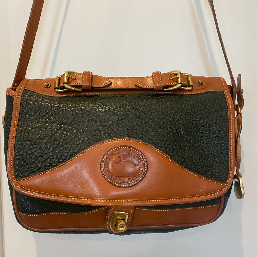 Dark green leather vintage Dooney and Bourke all weather leather bag